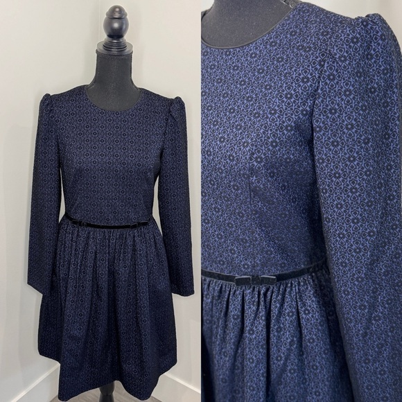 Gal Meets Glam Collection Callie Print Long Sleeve A-Line Dress (Sz 4) - Picture 2 of 10